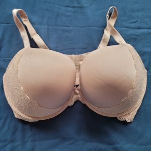 Torrid 42F Push Up Plunge Beige Cream Padded Lace Bra